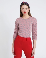Dunnes Stores  Savida Ruched Sleeve Check Top