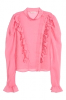 HM   Puff-sleeved frilled blouse