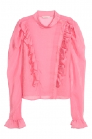 HM   Puff-sleeved frilled blouse