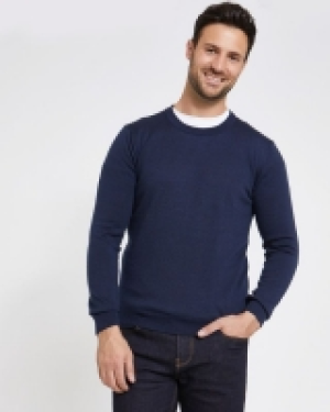 Dunnes Stores  Paul Costelloe Living Navy Merino Crew-Neck (Made in Italy)