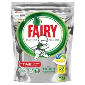 FAIRY PLATINUM ALL IN ONE LEMON DISHWASHER TABLETS 50PCE