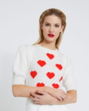 Dunnes Stores  Savida Heart Pattern Puff Sleeve Jumper