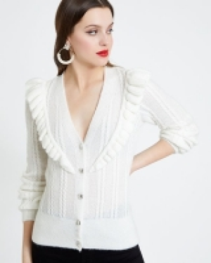 Savida Pointelle Frill Cardigan