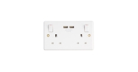 Aldi  White Double Wall Socket With USB