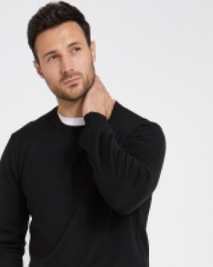 Dunnes Stores  Paul Costelloe Living Regular Fit Black Merino Crew-Neck (Ma