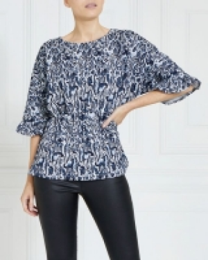 Gallery Ruffle Floral Jacquard Top