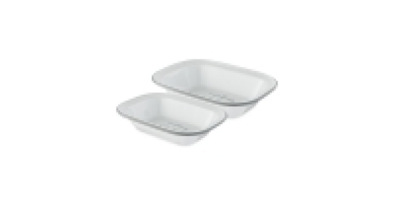 White Rectangle Enamel Bakeware 2PK