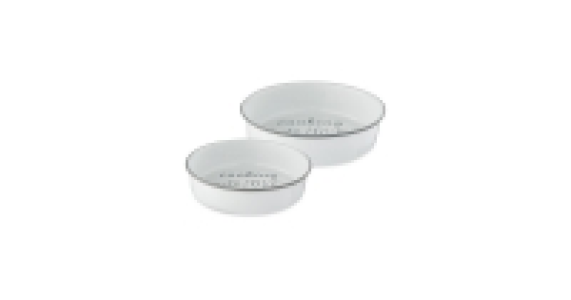 White Round Enamel Bakeware 2PK