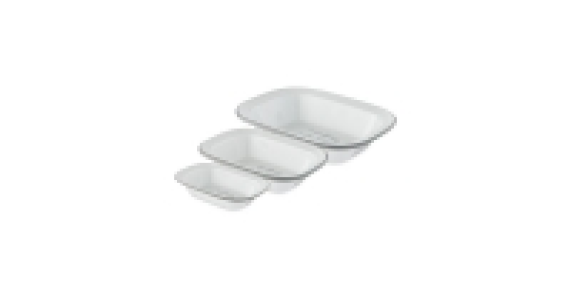 White Rectangle Enamel Bakeware 3PK