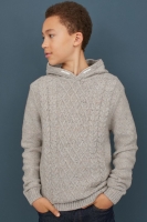 HM   Cable-knit hooded jumper