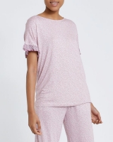 Dunnes Stores  Ditsy Frill Sleeve T-Shirt