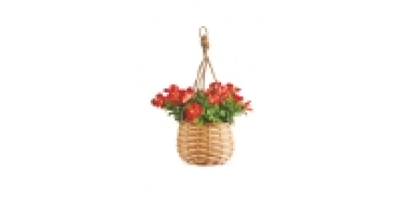 Mini Red Artificial Flower Basket