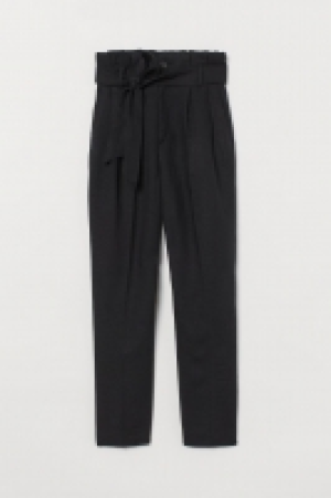 HM   Linen-blend paper bag trousers