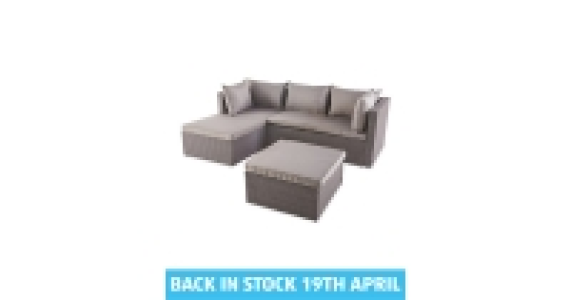 Light Grey Rattan Effect Corner Sofa
