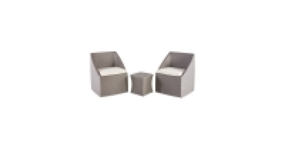 Grey/Cream Cube Rattan Bistro Set