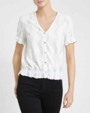 Button Front Lace Top