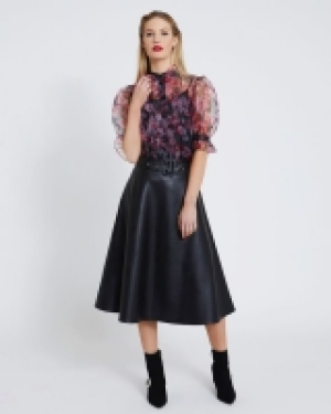Savida PU Midi Skirt With Belt