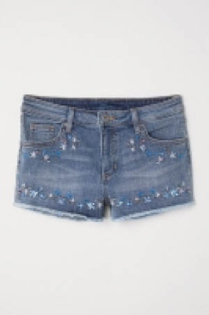 HM   Embroidered denim shorts