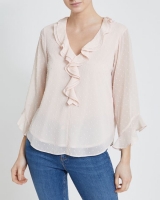 Dunnes Stores  Ruffle Dobby Blouse