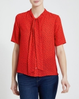 Dunnes Stores  Short-Sleeved Tie Front Blouse