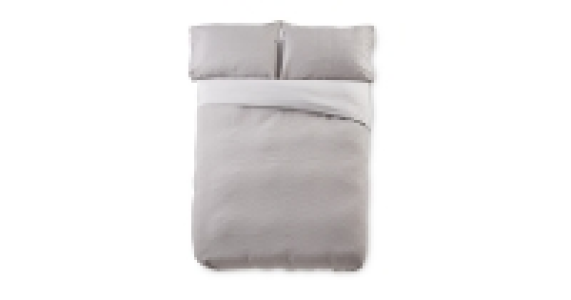 Aldi  Double Grey Stripe Cotton Duvet Set