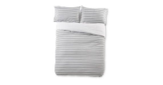 Aldi  Double Charcoal Stripe Cotton Duvet