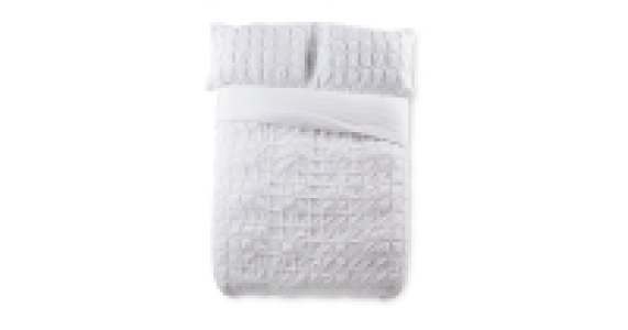 Aldi  Superking White Pleat Duvet Set