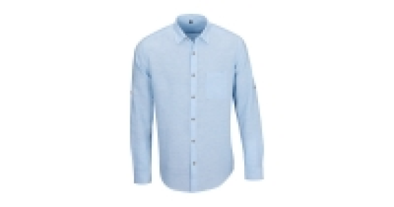 Mens Blue Linen Blend Shirt