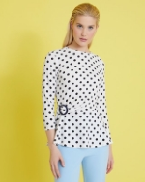 Savida Print Peplum Buckle Top