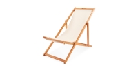 Aldi  Cream Wooden Deck Chair