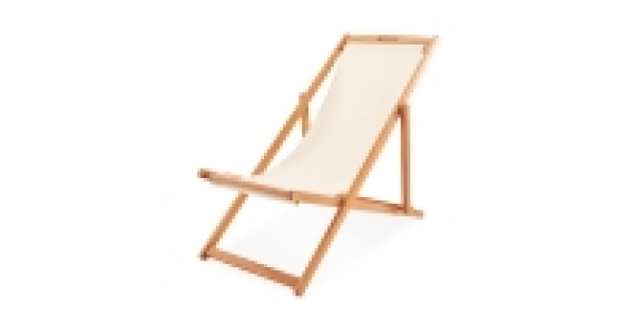 Aldi  Cream Wooden Deck Chair