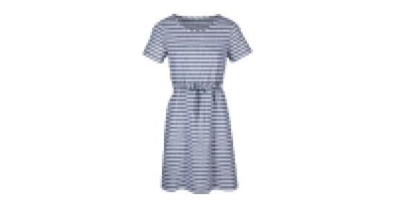 Ladies Blue Stripe Linen Mix Dress
