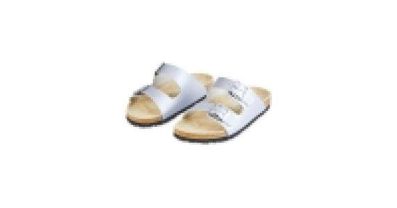 Ladies Silver Footbed Sandals