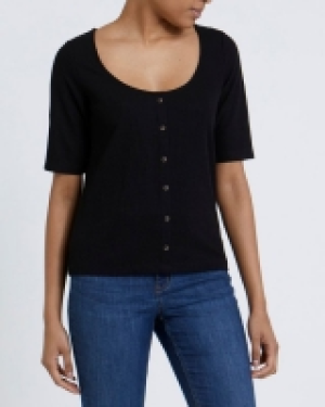 Rib Button T-Shirt