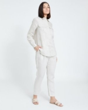 Dunnes Stores  Paul Costelloe Living Studio Linen Stone Side Zip Trouser