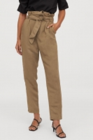 HM  Linen-blend paper bag trousers