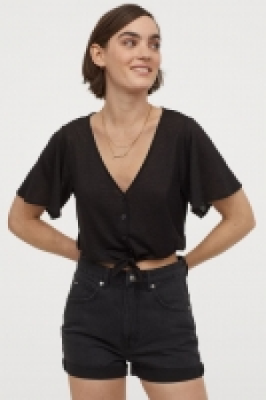 HM  Cropped tie-hem top