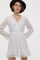 HM  Lace-trimmed chiffon dress