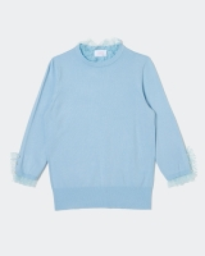 Savida Mesh Neck Button Jumper