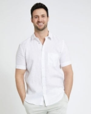 Dunnes Stores  Paul Costelloe Living Regular Fit White Short-Sleeved Linen 