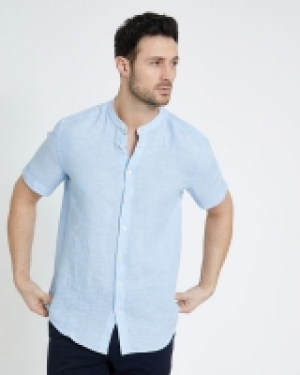 Dunnes Stores  Paul Costelloe Living Regular Fit Blue Short-Sleeved Grandad