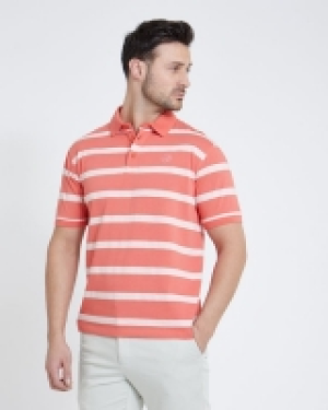 Dunnes Stores  Paul Costelloe Living Coral Melange Stripe Polo