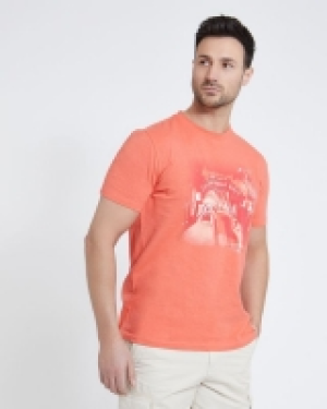 Dunnes Stores  Paul Costelloe Living Coral Printed Slub T-Shirt