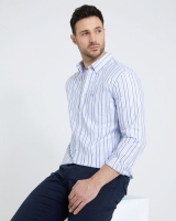 Dunnes Stores  Paul Costelloe Living Regular Fit Navy Oxford Stripe Shirt
