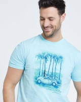 Dunnes Stores  Paul Costelloe Living Turquoise Printed Slub T-Shirt