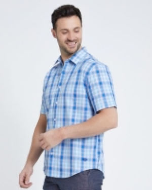 Paul Costelloe Living Blue Check Short-Sleeved Shirt