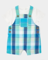 Dunnes Stores  Two-Piece Check Short Dungaree (0-12 months)
