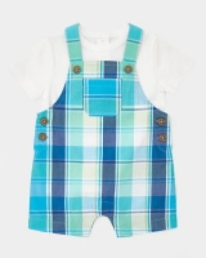 Dunnes Stores  Two-Piece Check Short Dungaree (0-12 months)