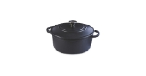 Aldi  Black Cast Iron Casserole Dish 26cm