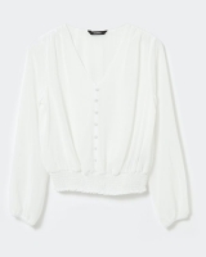 V-Neck Button Detail Top